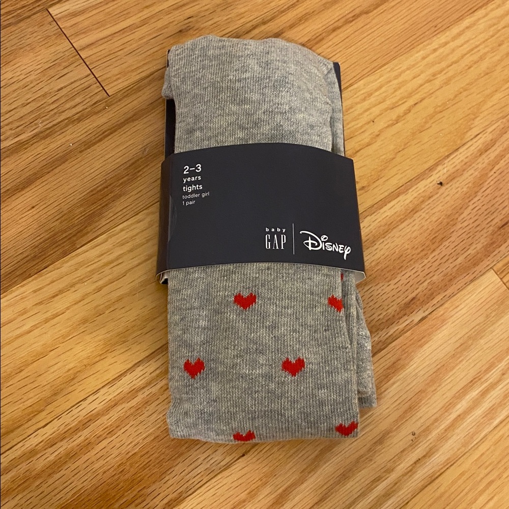 GAP Gray and Red Heart Tights